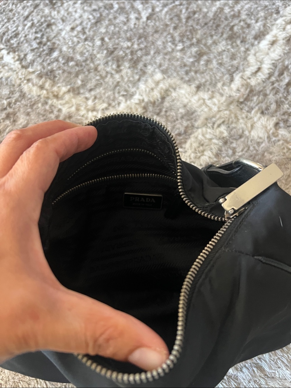 Prada Black Nylon Shoulder Hobo,no low ballers this is real one - Picture 3 of 8